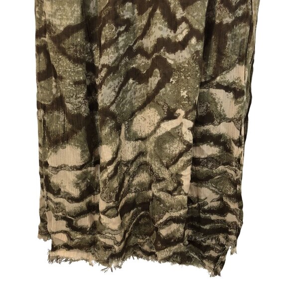 Vince Camuto Brown Green Abstract Print Lightweight Scarf Rayon Linen 80" x 26" - Picture 2 of 9